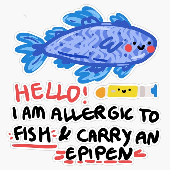 Fish Allergy Awareness Epipen Medical Emergency Alert Vinyl Sticker