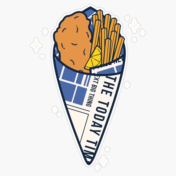 Fish And Chips Pub Emblem Seafood Slogan Version Two Vinyl Sticker