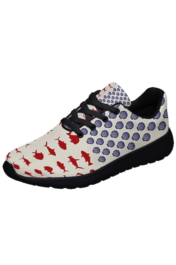 Fish And Shell American flag Shoes Sneakers Black Size 4