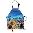 thumbnail image 1 of Fish Apron Underwater Sea World Scene with Goldfish Starfish and Jellyfish Depth Diving Concept, Unisex Kitchen Bib Apron with Adjustable Neck for Cooking Baking Gardening, Turquoise, by Ambesonne, 1 of 3