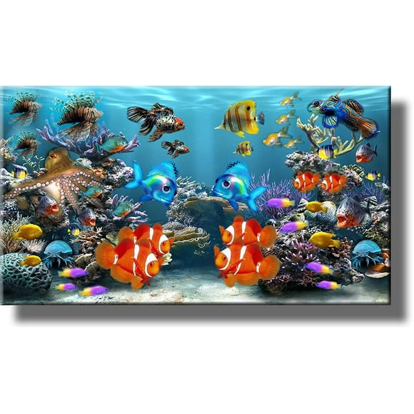 Fish Aquarium Picture on Stretched Canvas Wall Art Dcor, Ready to Hang!