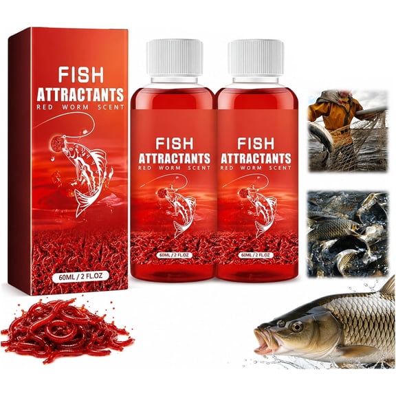 Fish Attractant Red Worm Liquid, 60ml Concentrated Fishing Bait Enhancer Additive for Trout, Cod, Carp, Sea Bass(2pcs)Q