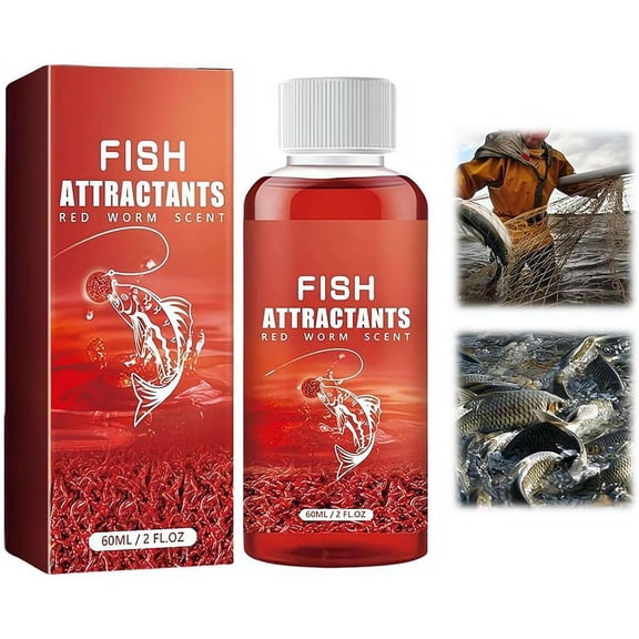 Fish Attractant, Red Worm Liquid Bait, High Concentration Fish Bait Attractant Enhancer 60ml, Fishing Attractants for Freshwater, Saltwater, Trout, Cod, Carp, Bass