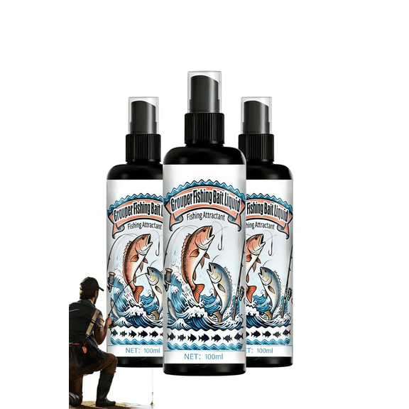 Fish Bait Attractant Spray 100ml, Freshwater & Saltwater Fishing Scent Solution for Bass, Catfish, Trout, Carp, Walleye & Pike, Angling Attractant for Lake, Pond, River & Reservoir(RL 3 PCS)