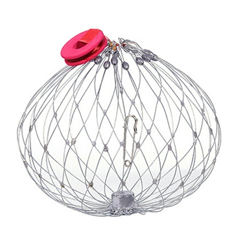 Fish Baskets Steel Wire Crab Fishing Cage Traps for Saltwater Seawater (20  Wire) 