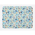 thumbnail image 1 of Fish Bath Mat, Dolphin Starfish Jellyfish Sea Shells on Plain Backdrop Illustration, Plush Bathroom Decor Mat with Non Slip Backing, 29.5" X 17.5", Dark Sky Blue Marigold, by Ambesonne, 1 of 2