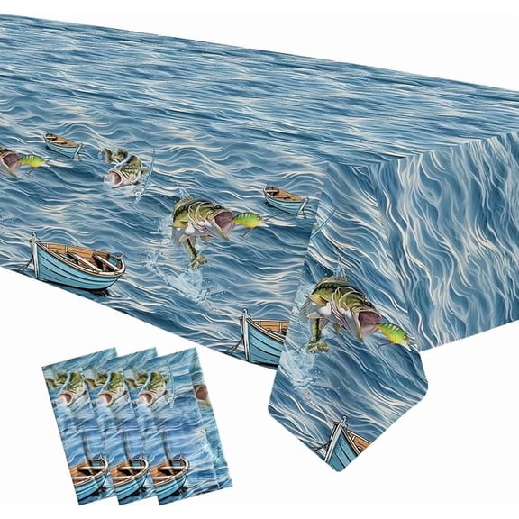 Fish Birthday Party Supplies Tablecloth, Gone Fishing Table Cover