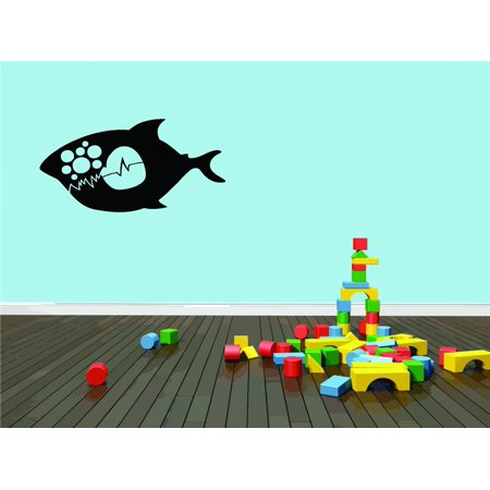 Fish - Black & White - Picture Art - Peel & Stick Vinyl Wall Decal Sticker 15x15 Inches