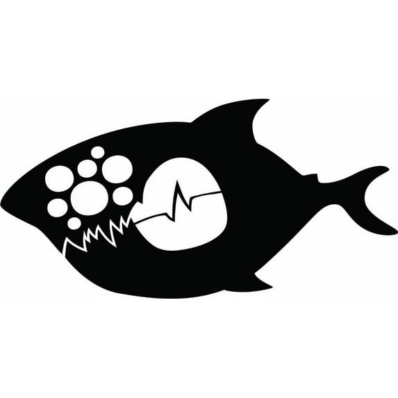 Fish - Black & White - Picture Art - Peel & Stick Vinyl Wall Decal Sticker 20x20 Inches