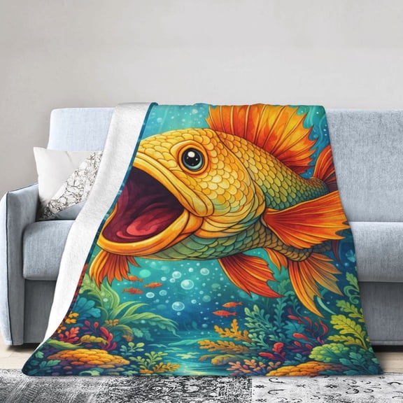 Fish Blanket Gift Cozy Soft Home Decor Underwater Throw Blanket for Ocean and Fish Lovers 50x40