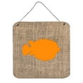 thumbnail image 1 of Fish - Blowfish Burlap And Orange Aluminium Metal Wall Or Door Hanging Prints - 6 x 6 In., 1 of 1