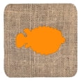 thumbnail image 1 of Fish - Blowfish Burlap And Orange Foam Coasters - Set 4, 3.5 x 3.5 In., 1 of 1