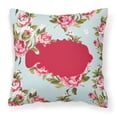 thumbnail image 1 of Fish - Blowfish Shabby Chic Blue Roses BB1016 Fabric Decorative Pillow, 1 of 2