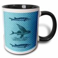 thumbnail image 1 of 3drose, Fish Blue and White Polka Dots Beach Theme Art, 11oz Two-tone Black Mug, 1 of 6