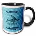 thumbnail image 1 of 3drose, Fish Blue and White Polka Dots Beach Theme Art, 15oz Two-tone Black Mug, 1 of 6
