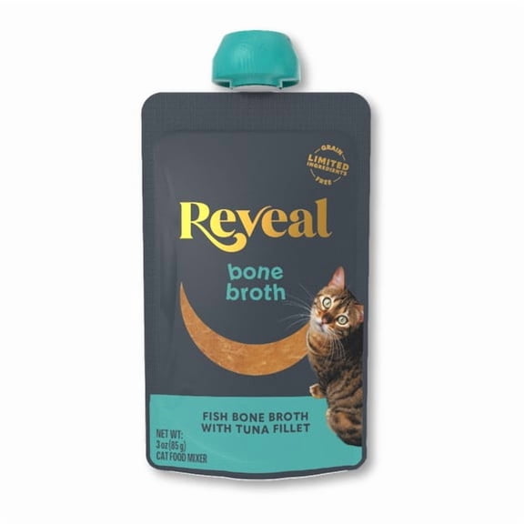 Reveal Pet Food Natural Cat Treats Fish Bone Broth with Tuna Fillet 3.0oz