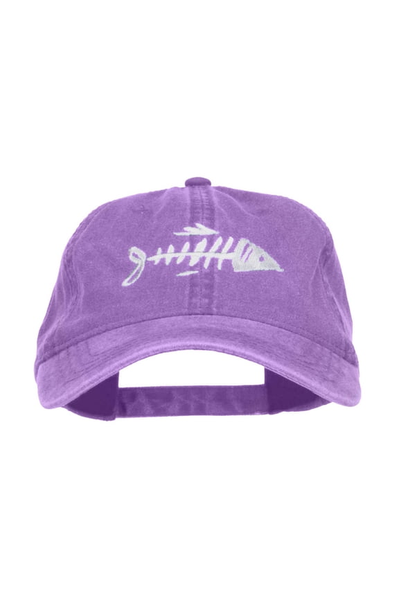 Fish Bone Embroidered Washed Cap - Purple OSFM