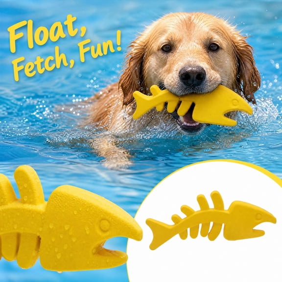 Fish Bone Floating Dog Chew Toy, Soft Rubber Teeth Cleaning Interactive Toy, Boredom Relief For Training Pool Beach Water Activities