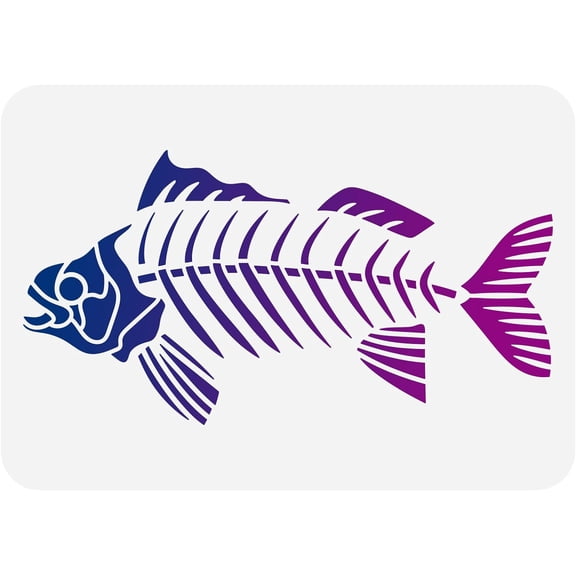 Fish Bone Painting Stencils 8.3x11.7 inch Fish Stencils Plastic Fish Bone Pattern Drawing Painting Stencils Reusable Fish Theme Stencils for DIY Scrapbooks Wall Floor Home Decors Mixed Color