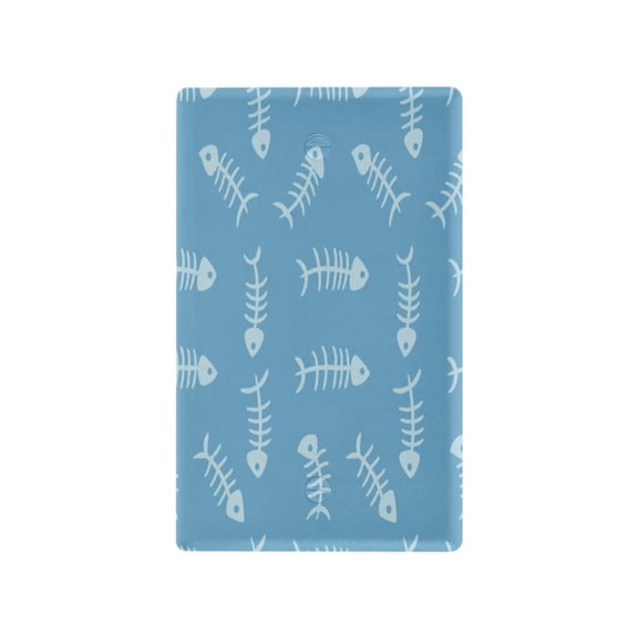 Fish Bone Pattern Blue Decorative Wall Plate, Flame Retardant PC Plastic Light Switch & Outlet Cover with Mounting Screws Fits Blank Unused Outlet