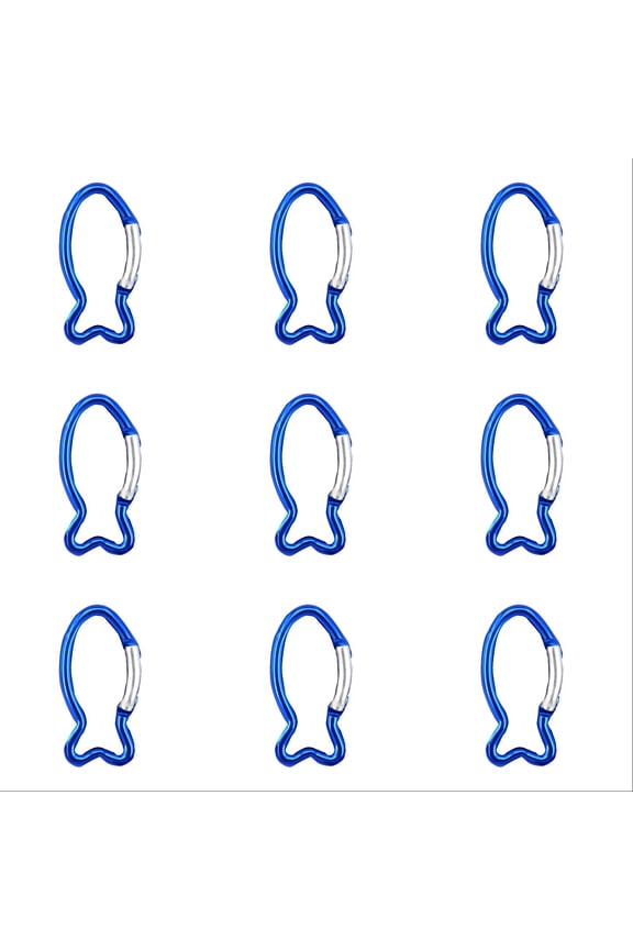 Fish Bone Shape Keychain Clips Mini Carabiner, 2.44 inch Aluminum Durable Quick Release Auto Locking Spring Loaded for Home Rv Camping Fishing Hiking Traveling and Sports Outdoors, Blue 10PCS