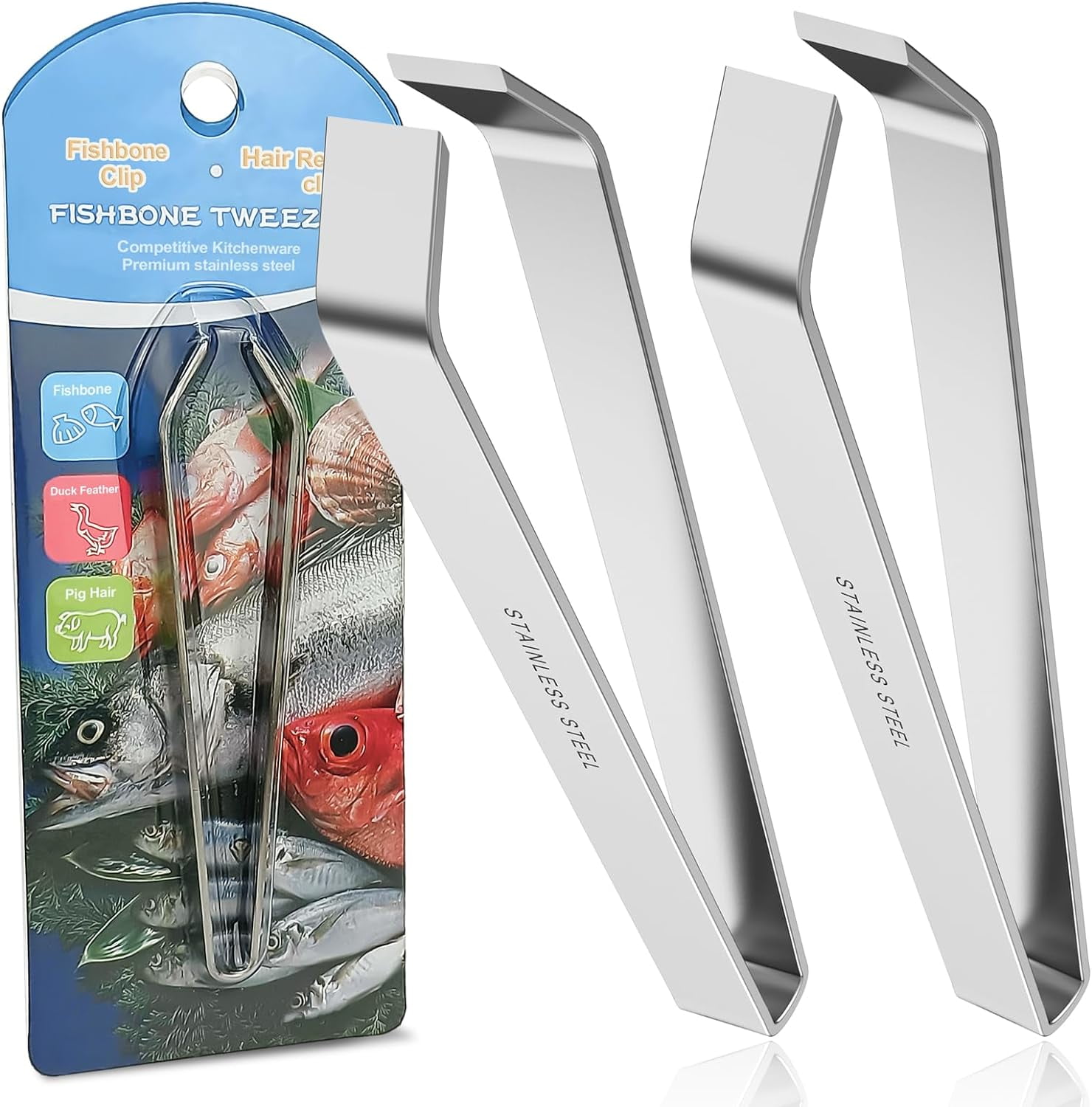 Fish Bone Tweezers Pieces, Precision Non-Slip Grip, Stainless
