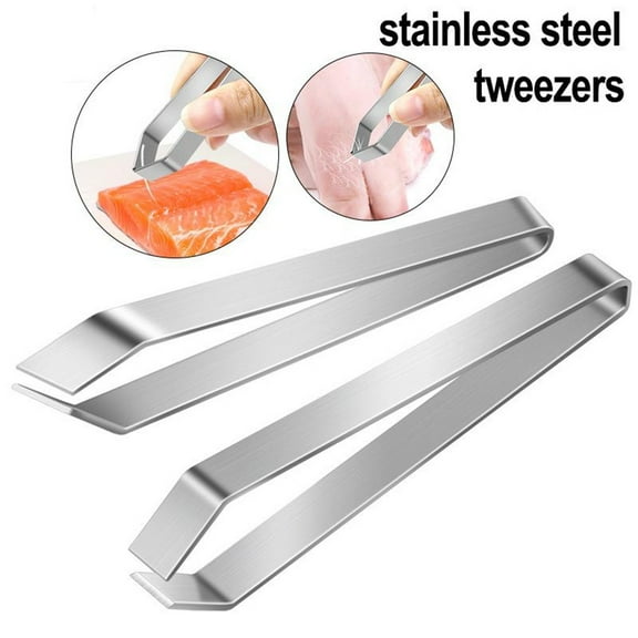 Fish Bone Tweezers Pick-Up Remover Seafood Tools Gadgets Stainless Steel Kitchen Flat Edge YIWEI