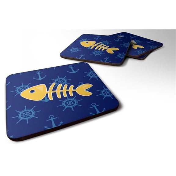 Fish Bones Foam Coasters - Set of 4