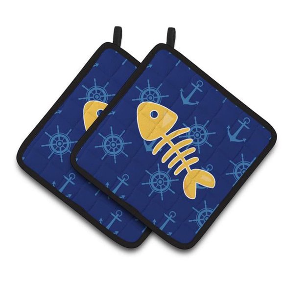Fish Bones Pair of Pot Holders