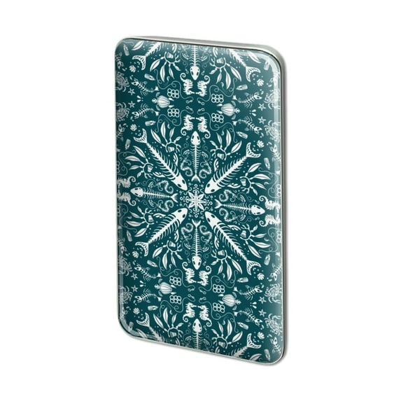Fish Bones and Plastic Sea Ocean Pattern Metal Rectangle Lapel Hat Pin Tie Tack Pinback