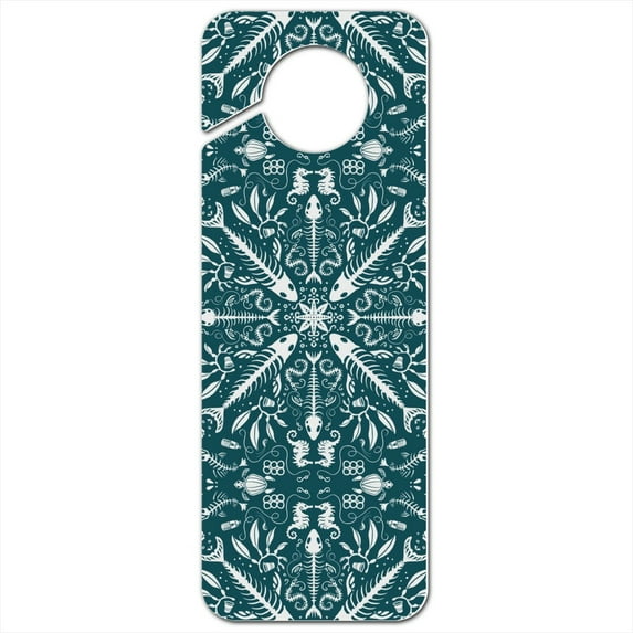 Fish Bones and Plastic Sea Ocean Pattern Plastic Door Knob Hanger Sign
