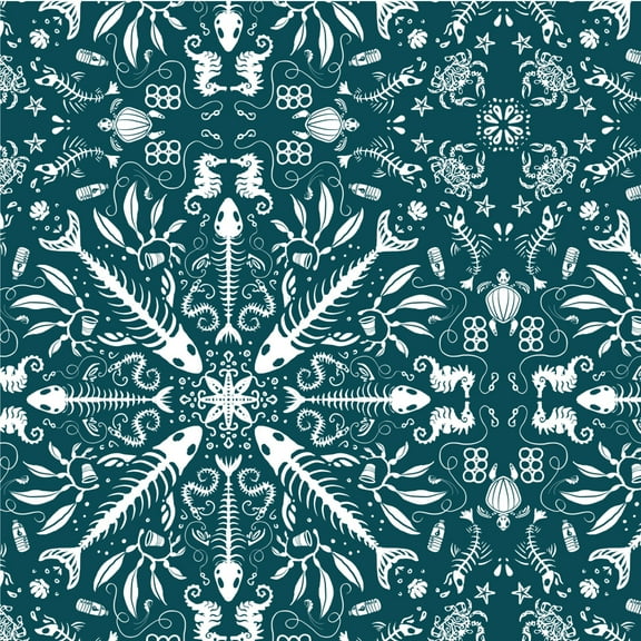 Fish Bones and Plastic Sea Ocean Pattern Premium Roll Gift Wrap Wrapping Paper