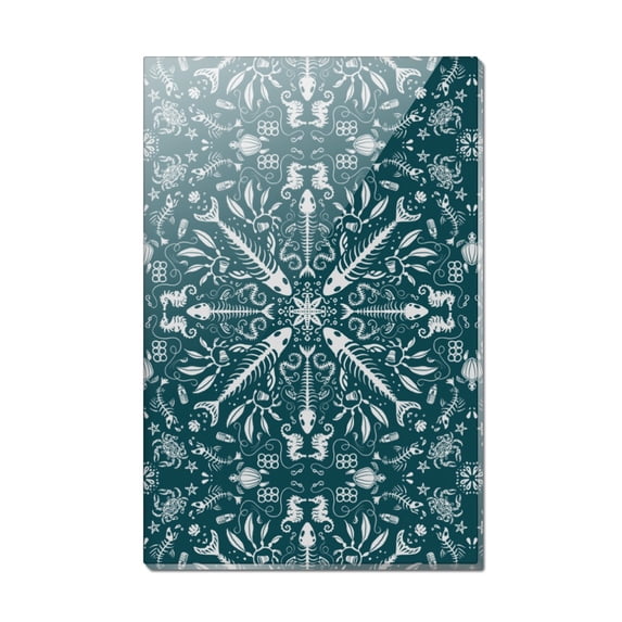 Fish Bones and Plastic Sea Ocean Pattern Rectangle Acrylic Fridge Refrigerator Magnet