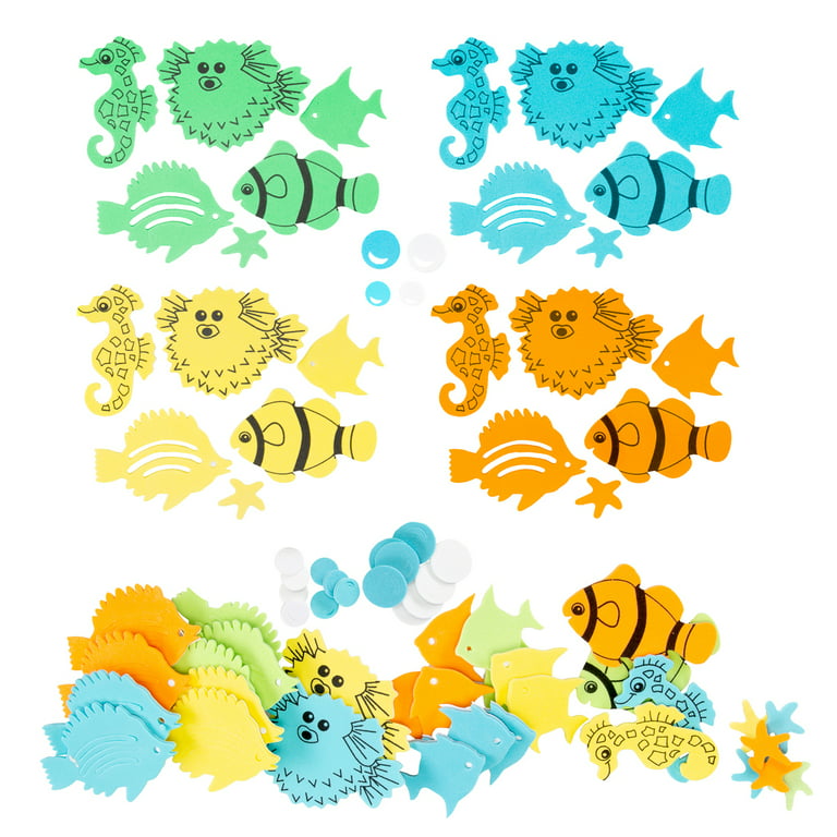 Fish Bowl 6pk Assorted Foam Stickers Set, Kids Home Arts & Crafts DIY  Scrapbooking Laptop Decorating