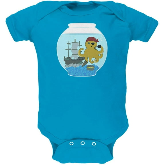 Fish Bowl Cute Pirate Octopus Costume Soft Baby One Piece Turquoise 0-3 M