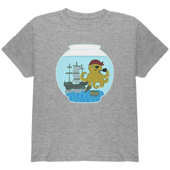 Fish Bowl Cute Pirate Octopus Costume Youth T Shirt Heather YXL