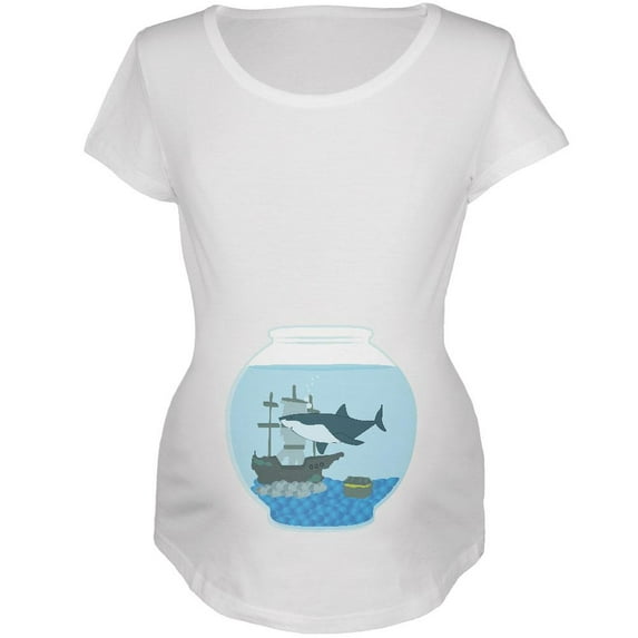 Fish Bowl Cute Shark Tank Maternity Soft T Shirt White MD