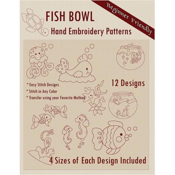 Fish Bowl Hand Embroidery Patterns (Paperback)