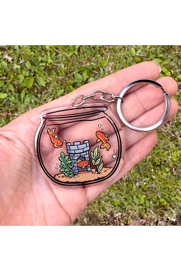 Fish Bowl Keychain | Cute Acrylic Keychain | kawaii fish keychain | cute goldfish keychain | pet fish keychain | cute animal keychain