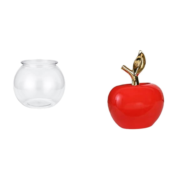 Fish Bowl Vase Clear Aquarium Container Ceramic Sculpture Artistic Design for Living Room Cafe Study