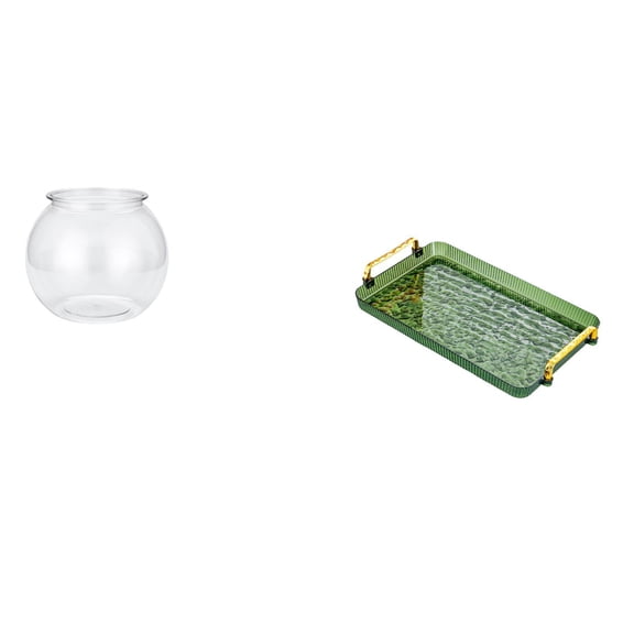 Fish Bowl Vase Clear Aquarium Container PP Material with Serving Tray Suitable for Bedroom Coffee Table