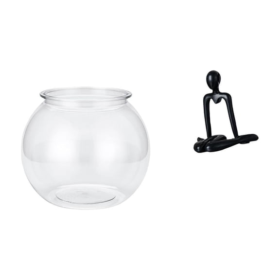 Fish Bowl Vase Thinker Sculpture Durable PP Construction for Bedroom Bookshelf Office Tabletop