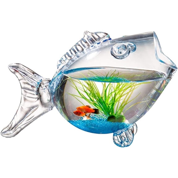 Fish Bowls Creative Fish Tank Aquarium Fish-Shaped Glass Fish Tank Goldfish Tank Living Room Turtle Tank Fish & Aquariums-S