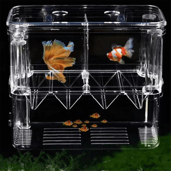 Fish Breeding Box Double-Layer Acrylic Breeding Tank Isolation Box Transparent Detachable Hatching Box for Guppy Shrimp