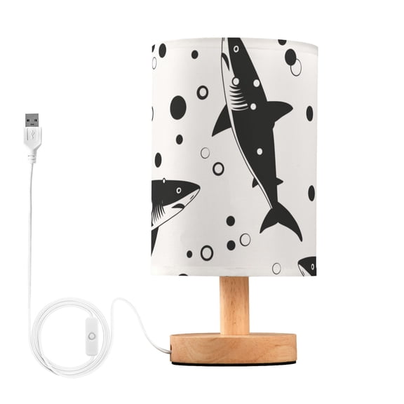 Fish Bubbles Monochrom Table Lamp with USB Port LED Warm Light Lamp Night Light Home Decor