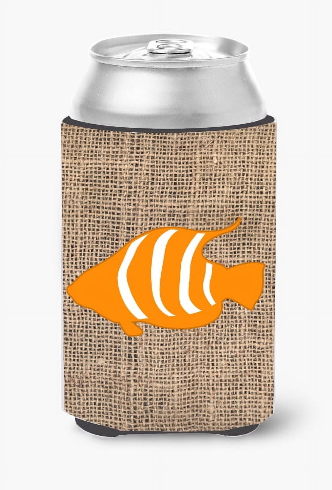 Fish Burlap and Orange BB1020 Can or Bottle Hugger