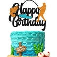 thumbnail image 1 of Fish Cake Topper Happy Birthday Sign Cake Decorations for Man Kids Boy Fisherman Gone Fishing Themed Birthday Party Supplies Black Glitter Decor, 1 of 6