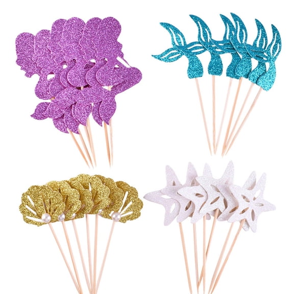 Fish Cake Toppers Set 4/6 Printed Designs Thick Paper 0.3mm For Anniversary Baby Showers Event Safe Materials