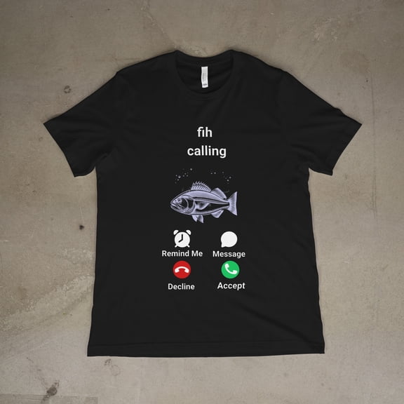 Fish Calling Accept Decline Phone Call Graphic T-Shirt