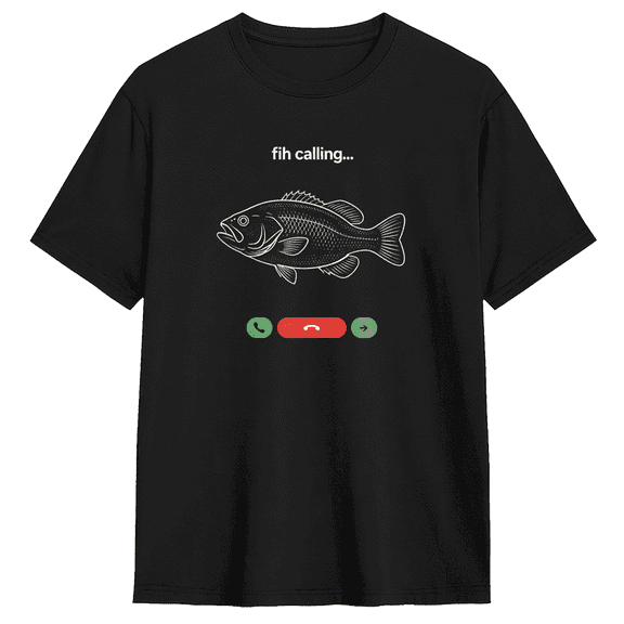 Fish Calling... Fish Retro Graphic Tee For Men, Fishing Fun Cotton Short Sleeves T-Shirt